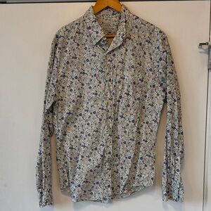 J. Crew Blue and Purple Floral Men's Shirt